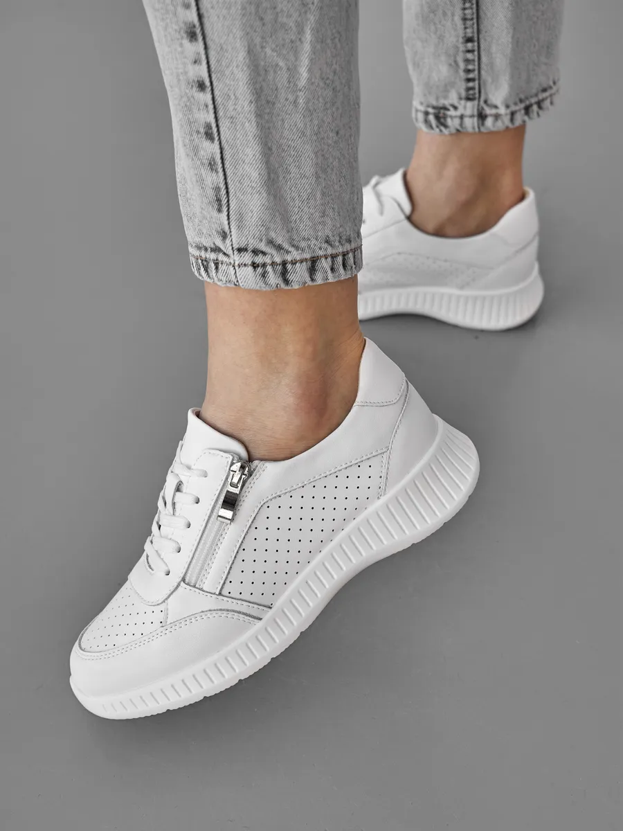 Кроссовки женские летние белые на платформе дышащие RN160-013