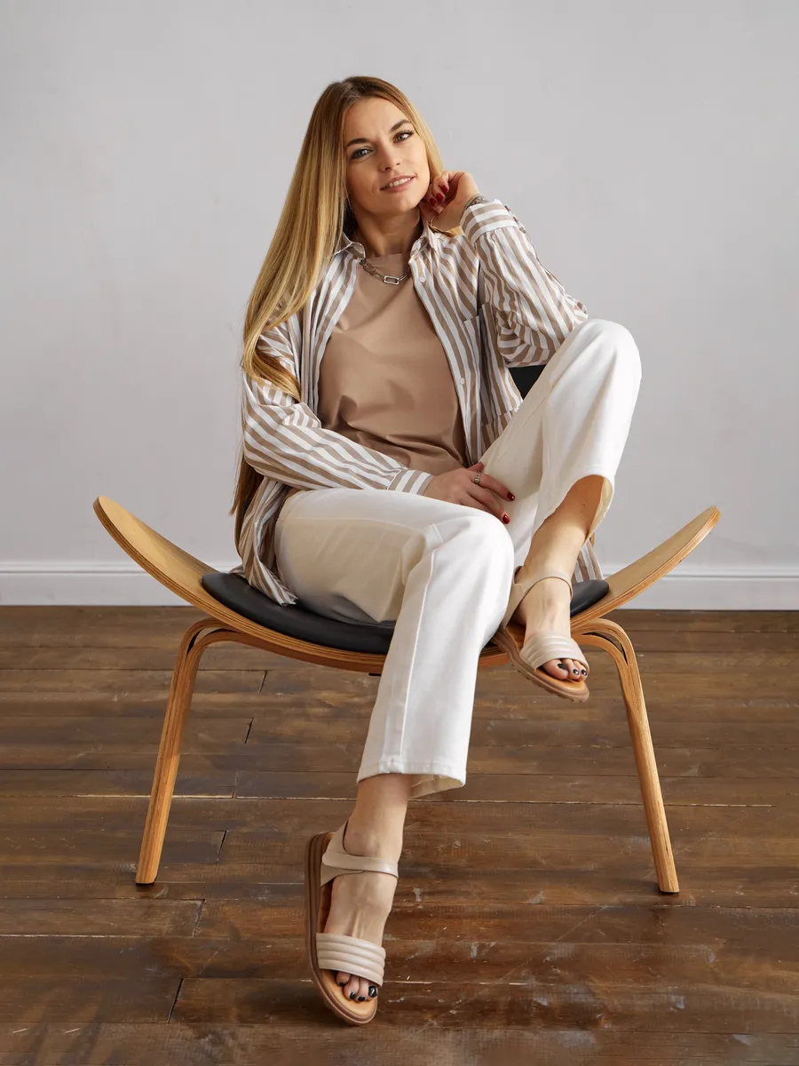 Босоножки женские летние на танкетке бежевые 51-BKO1-46-108k