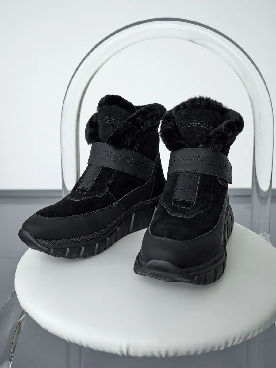 Полусапожки женские зимние натуральная замша на танкетке XHF-RW22D131-0103-SW-K