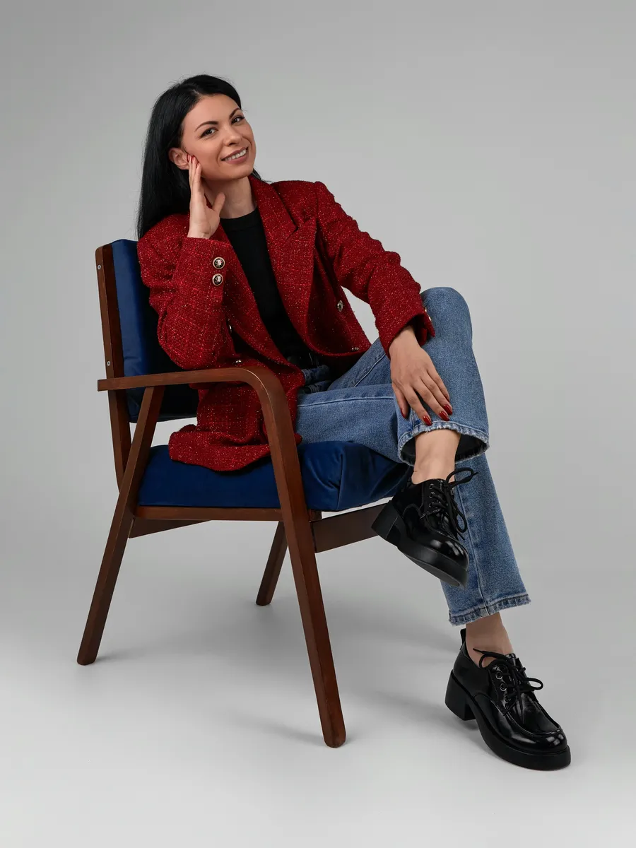 Туфли женские осенние на низком каблуке натуральная кожа 25-TZU9-6-501