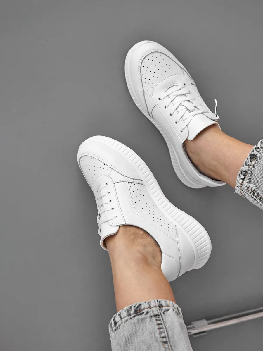 Кроссовки женские летние белые на платформе дышащие RN160-013