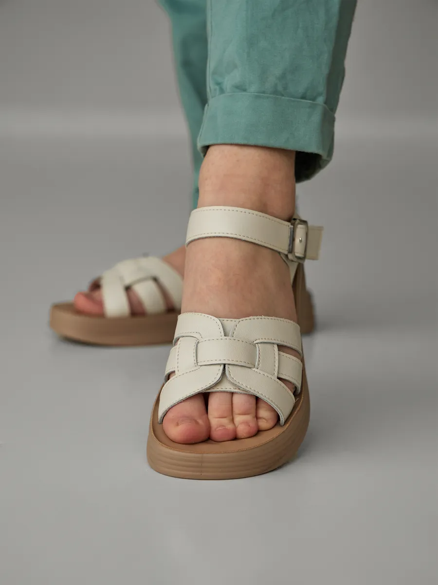 Босоножки женские летние натуральная кожа на низком каблуке EH340-021