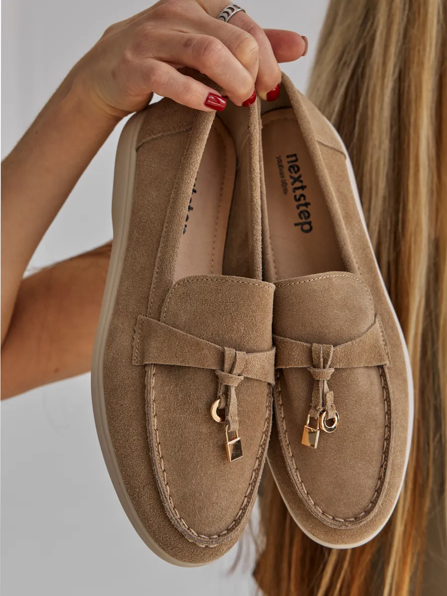 Лоферы женские замшевые бежевые натуральные на платформе 3727-1A