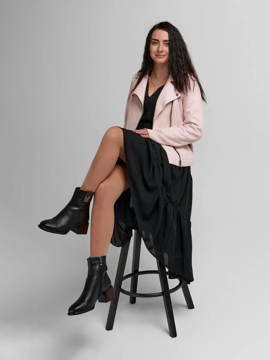 Ботильоны женские демисезонные натуральная кожа на каблуке SOU-52033-1A-SB