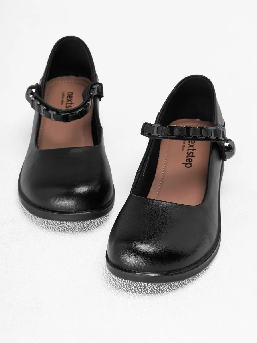 Туфли женские натуральная кожа на каблуке черные 5C15163-1