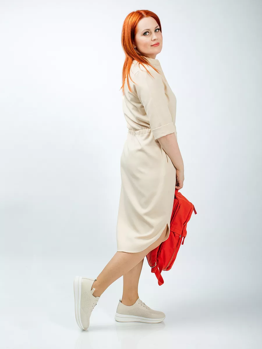 Кроссовки женские летние натуральная кожа бежевые MU236-021