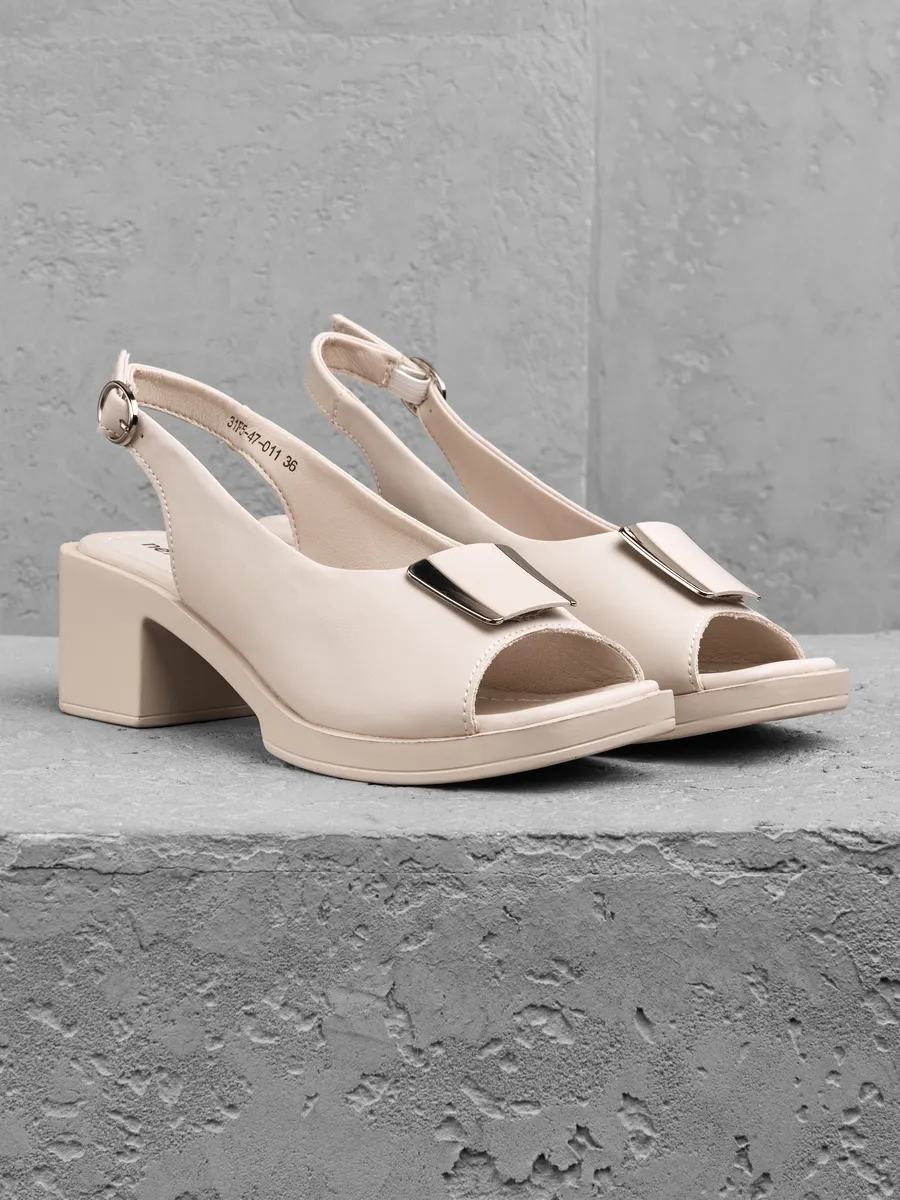 Босоножки женские летние натуральная кожа на среднем каблуке 31F5-47-011