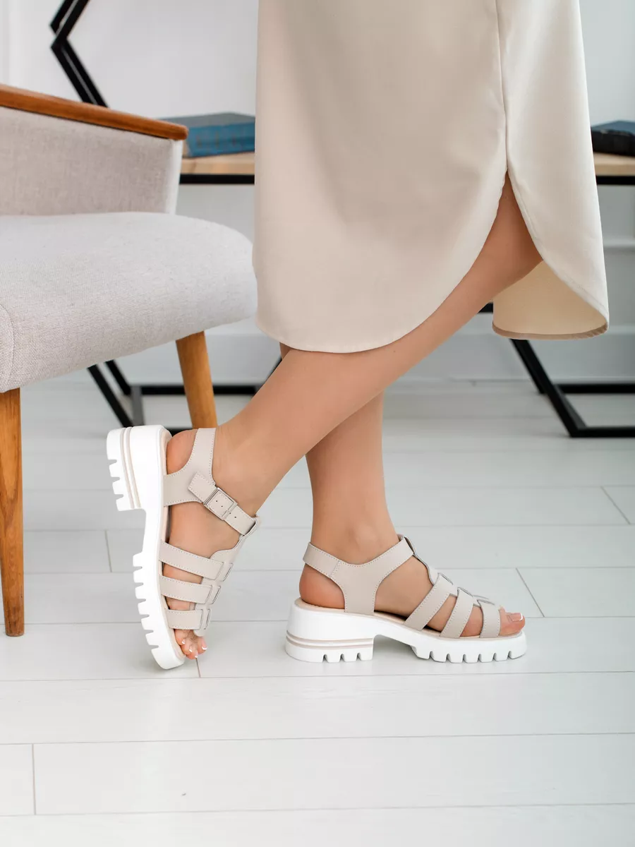 Босоножки натуральная кожа на устойчивом каблуке CC099-011