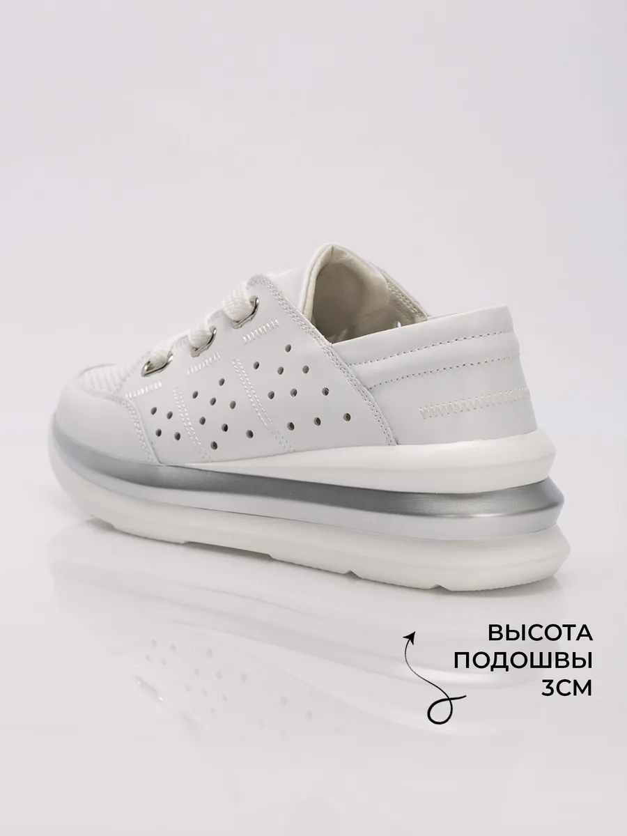 Кеды кроссовки женские летние белые дышащие на платформе EC185-010