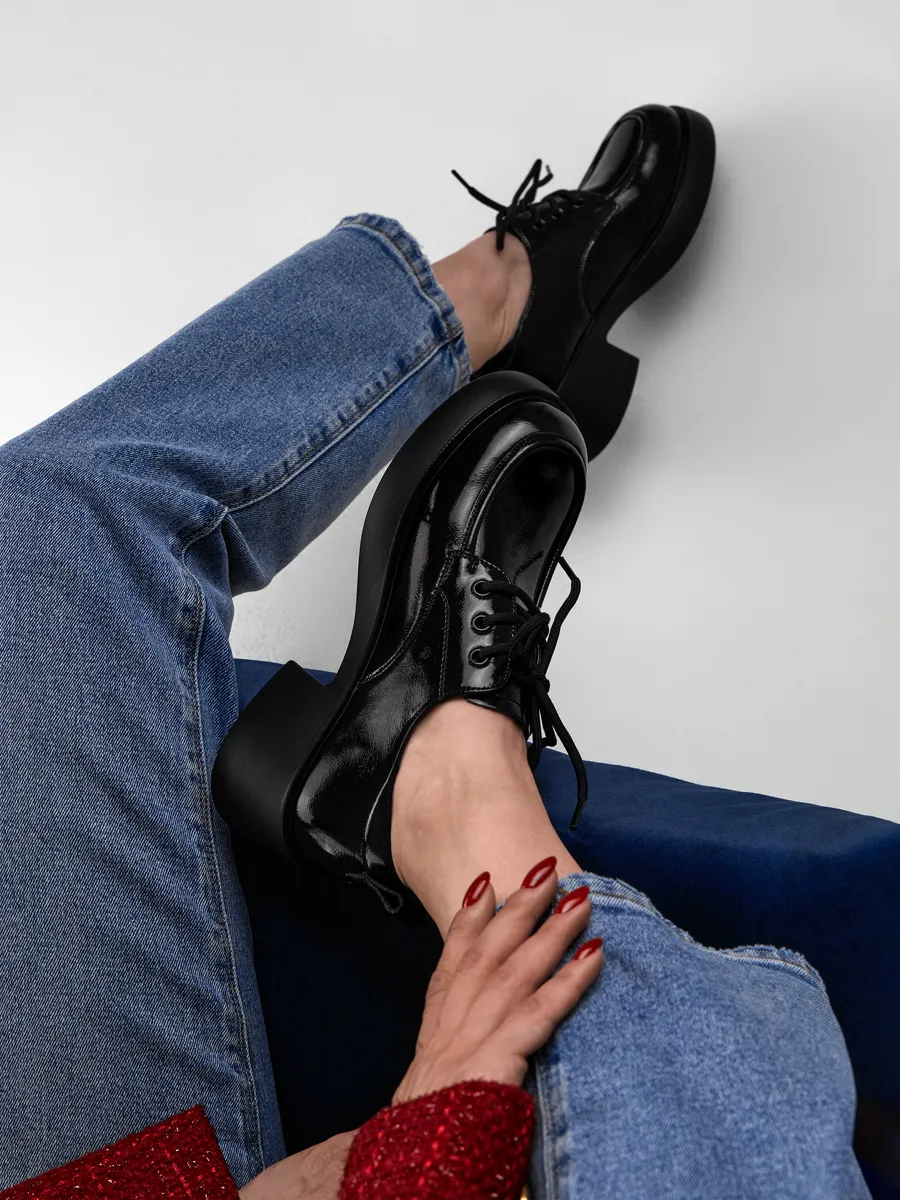 Туфли женские осенние на низком каблуке натуральная кожа 25-TZU9-6-501