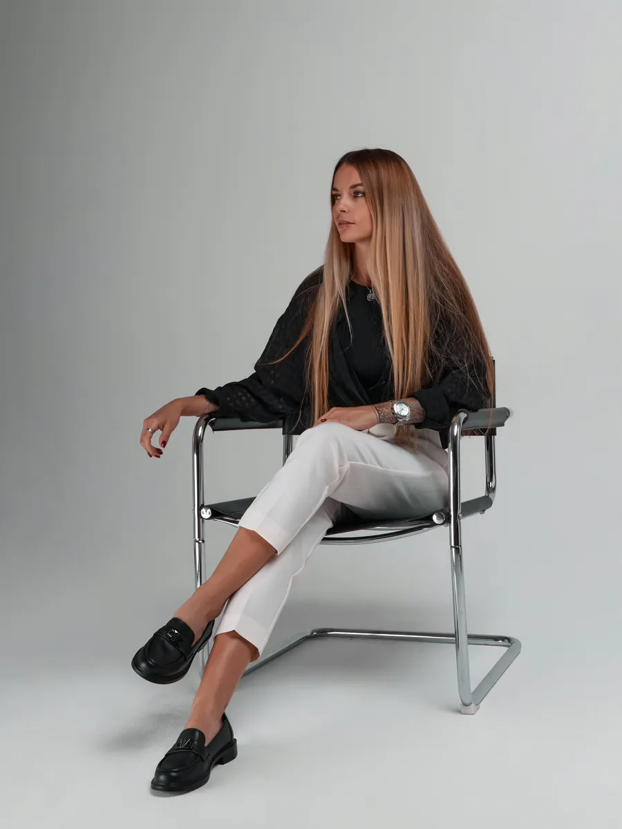 Лоферы женские натуральная кожа черные осенние CV392-020