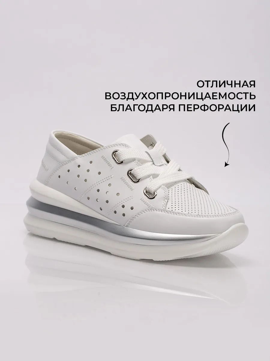 Кеды кроссовки женские летние белые дышащие на платформе EC185-010