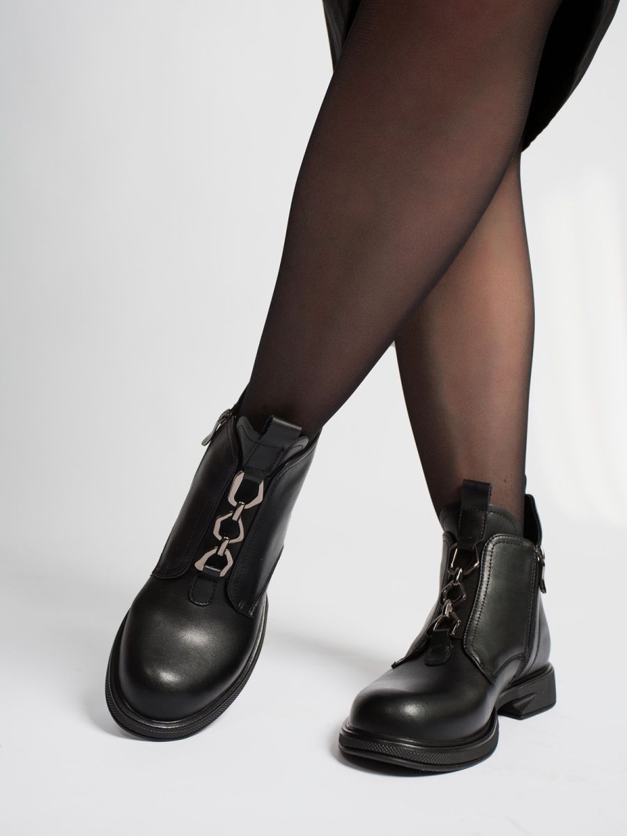 Ботинки женские натуральная кожа осенние черные MV809-021