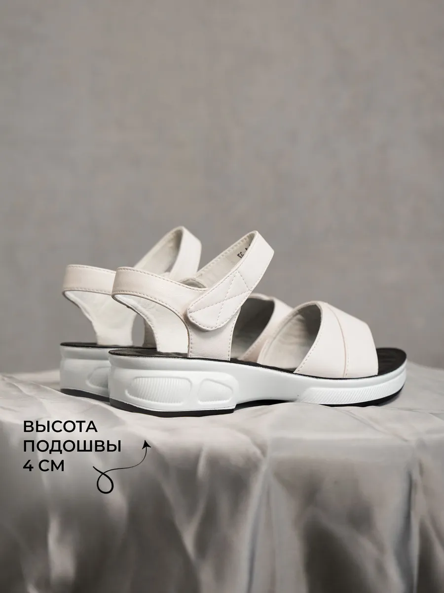 Босоножки женские летние на платформе белые на липучке 2R5-3-112-1k