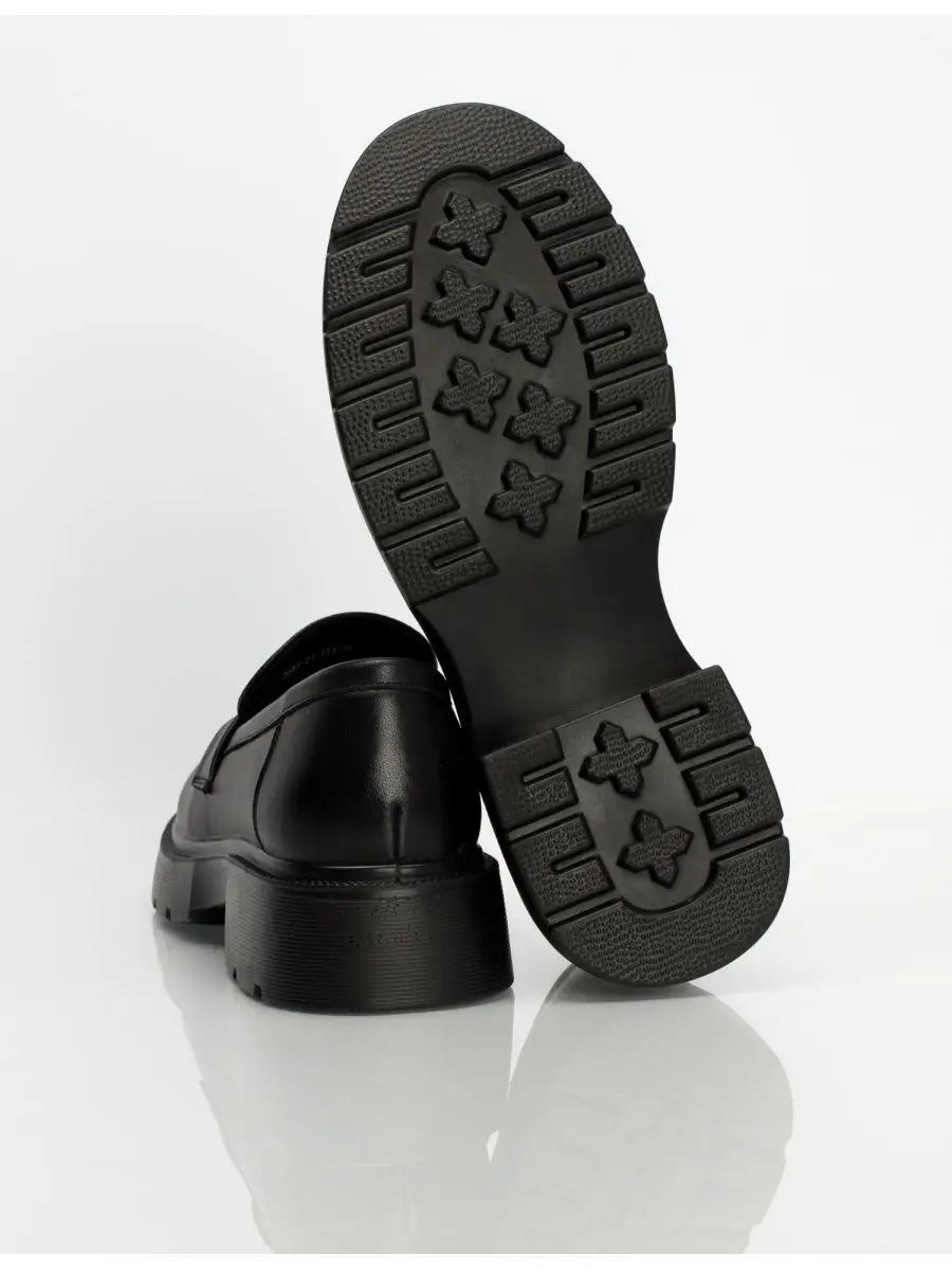 Лоферы женские натуральная кожа осенние на платформе черные 22R3-21-101