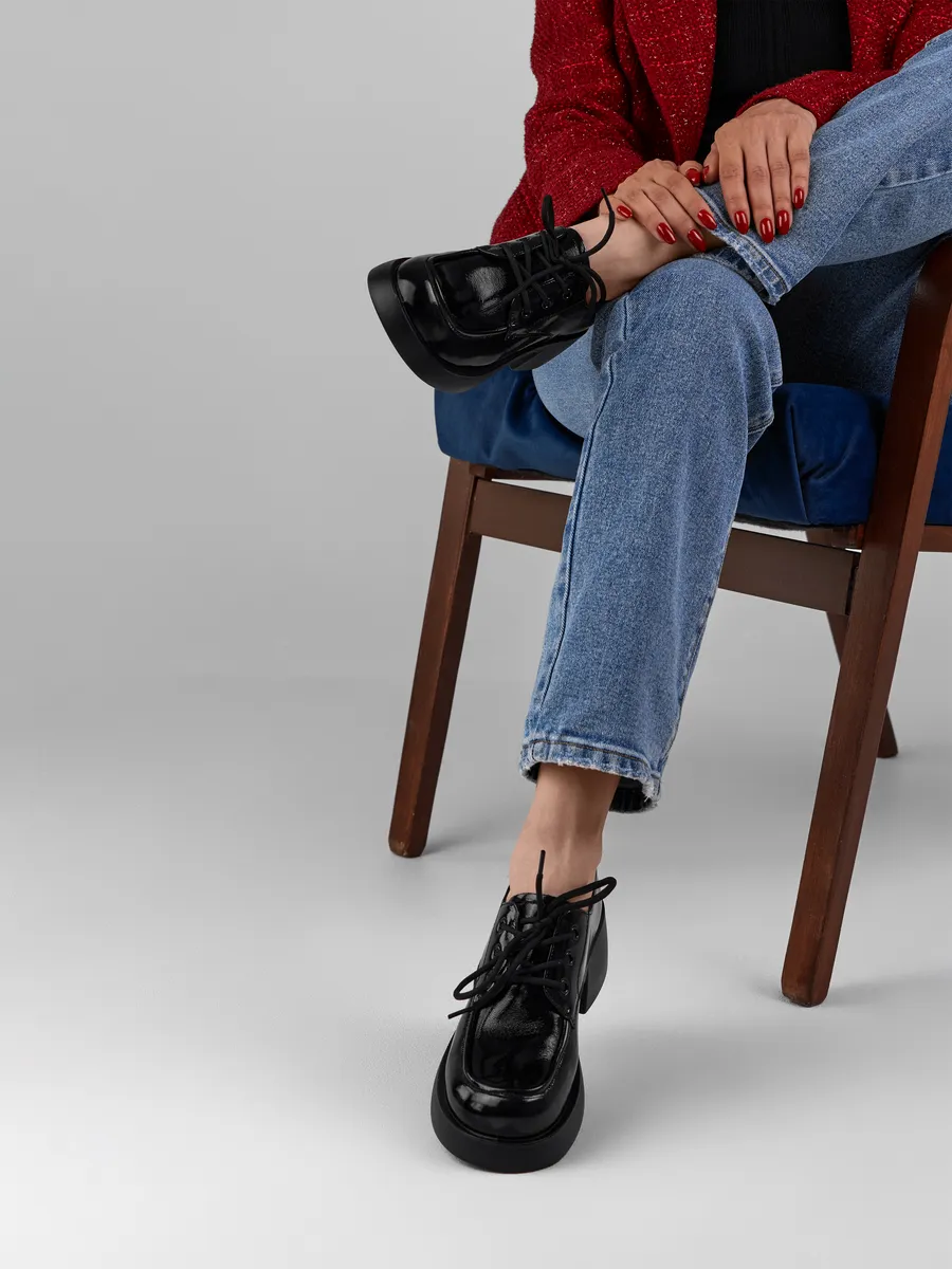 Туфли женские осенние на низком каблуке натуральная кожа 25-TZU9-6-501