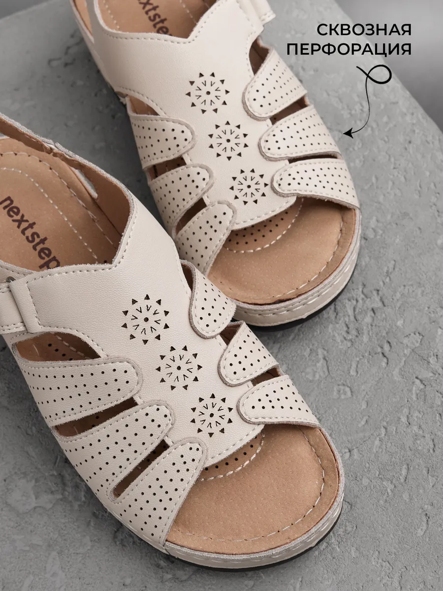 Босоножки женские летние на танкетке натуральная кожа 31W31-6-022