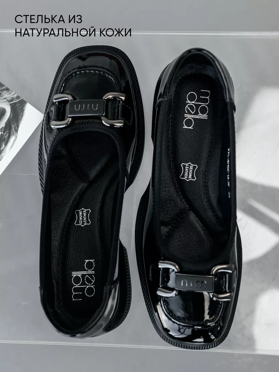 Туфли женские натуральная кожа на низком каблуке черные XYL-42102-1A-SP