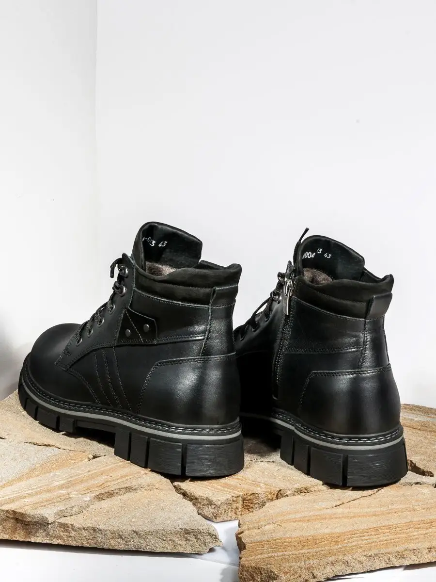 Ботинки мужские зимние натуральная кожа черные классические WM004-013