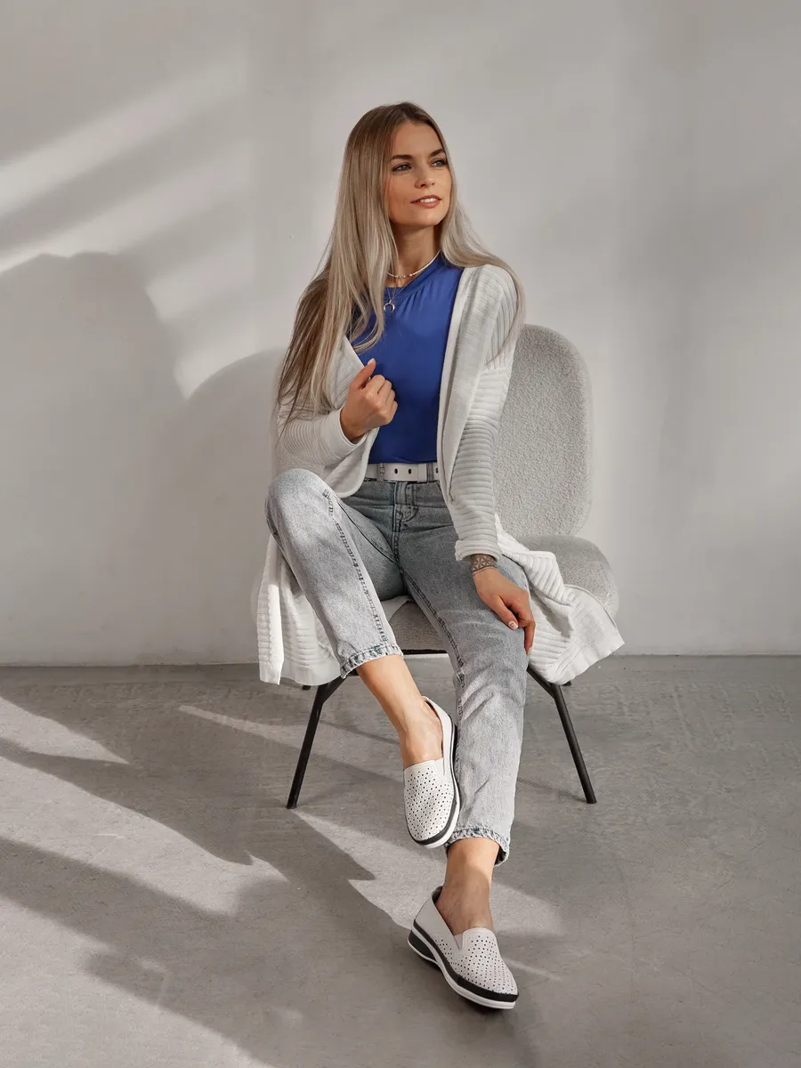 Мокасины натуральная кожа с перфорацией CN022-011B