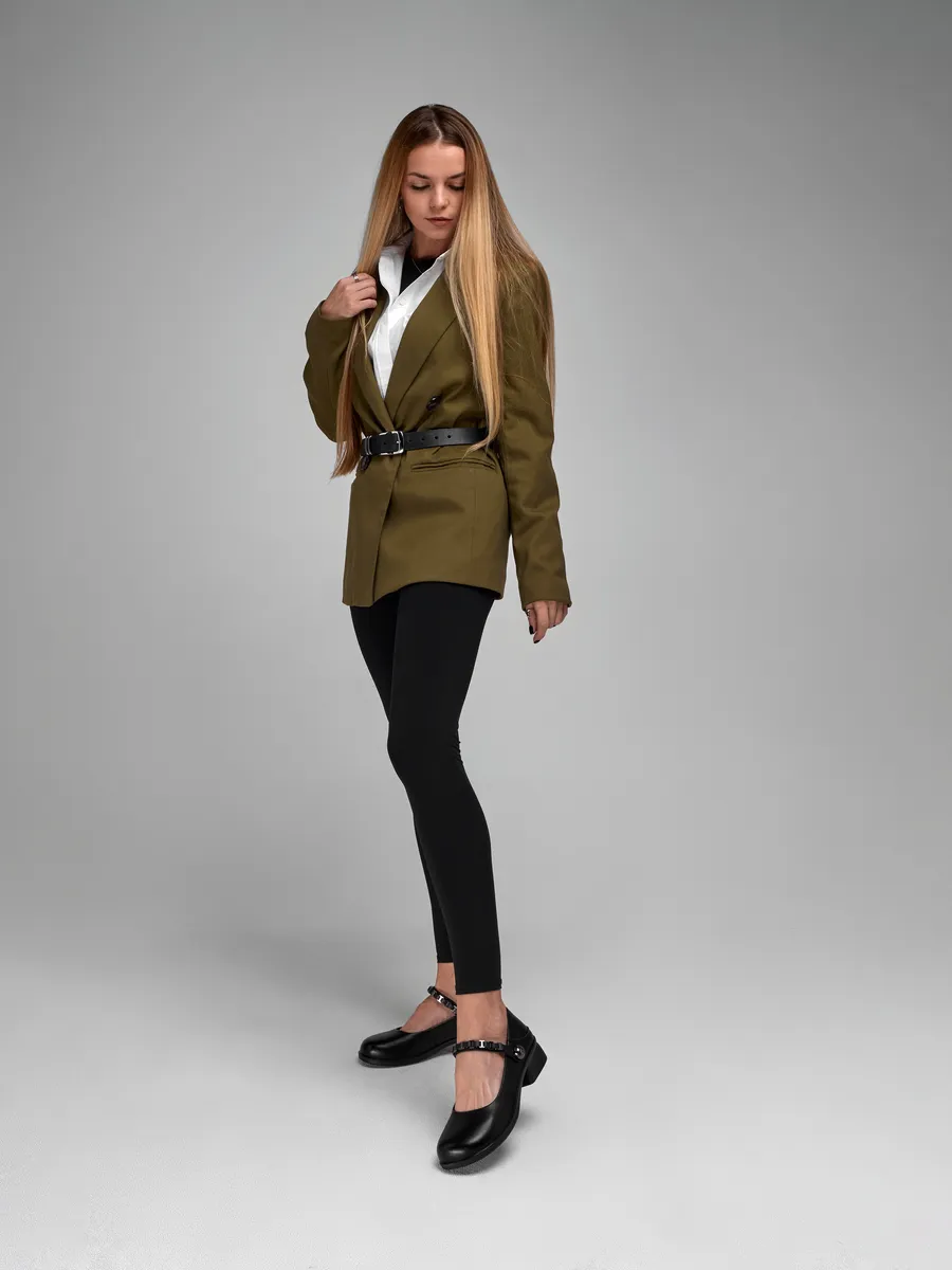 Туфли женские натуральная кожа на каблуке черные 5C15163-1