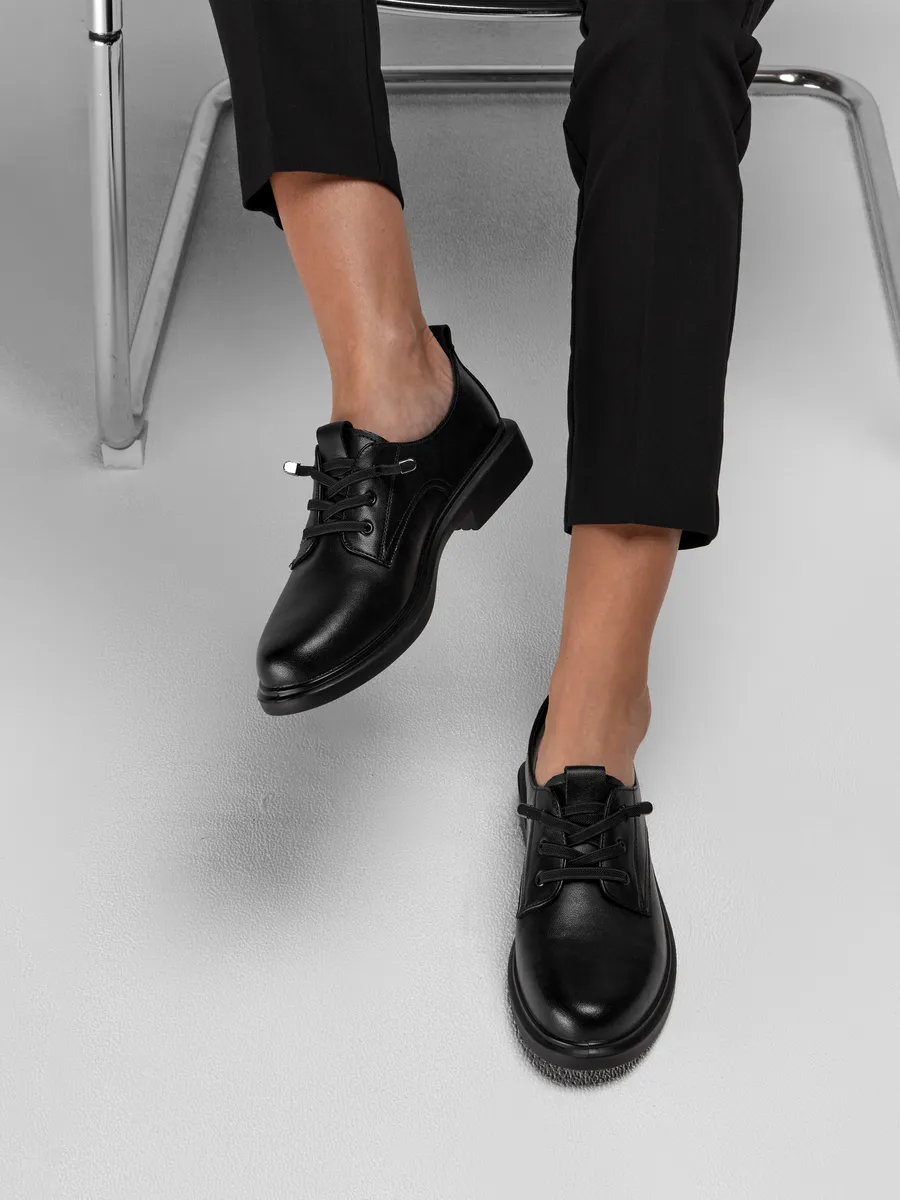 Туфли женские осенние на низком каблуке натуральная кожа EH119-130