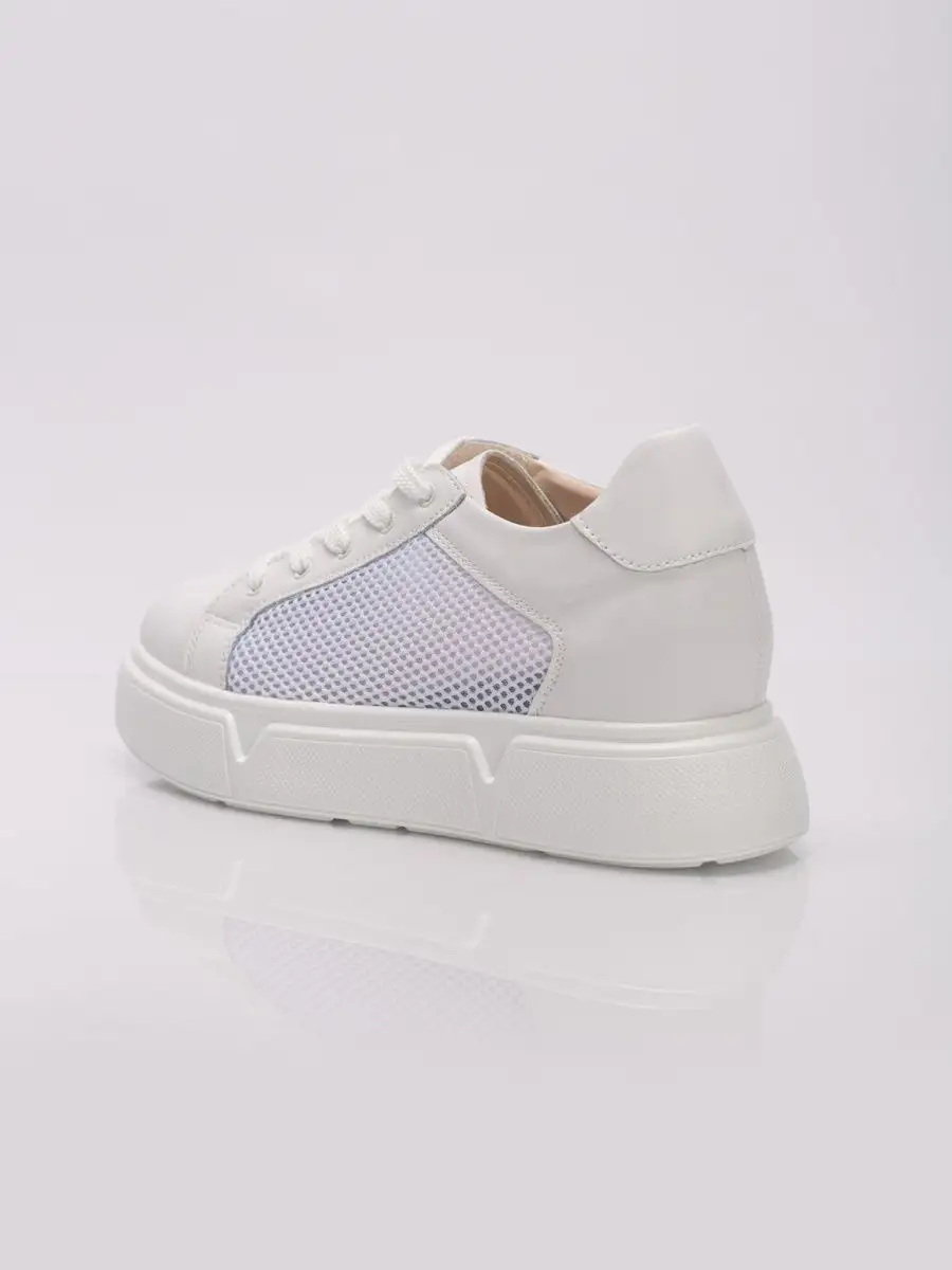 Кеды женские белые натуральная кожа летние на платформе FL068-2