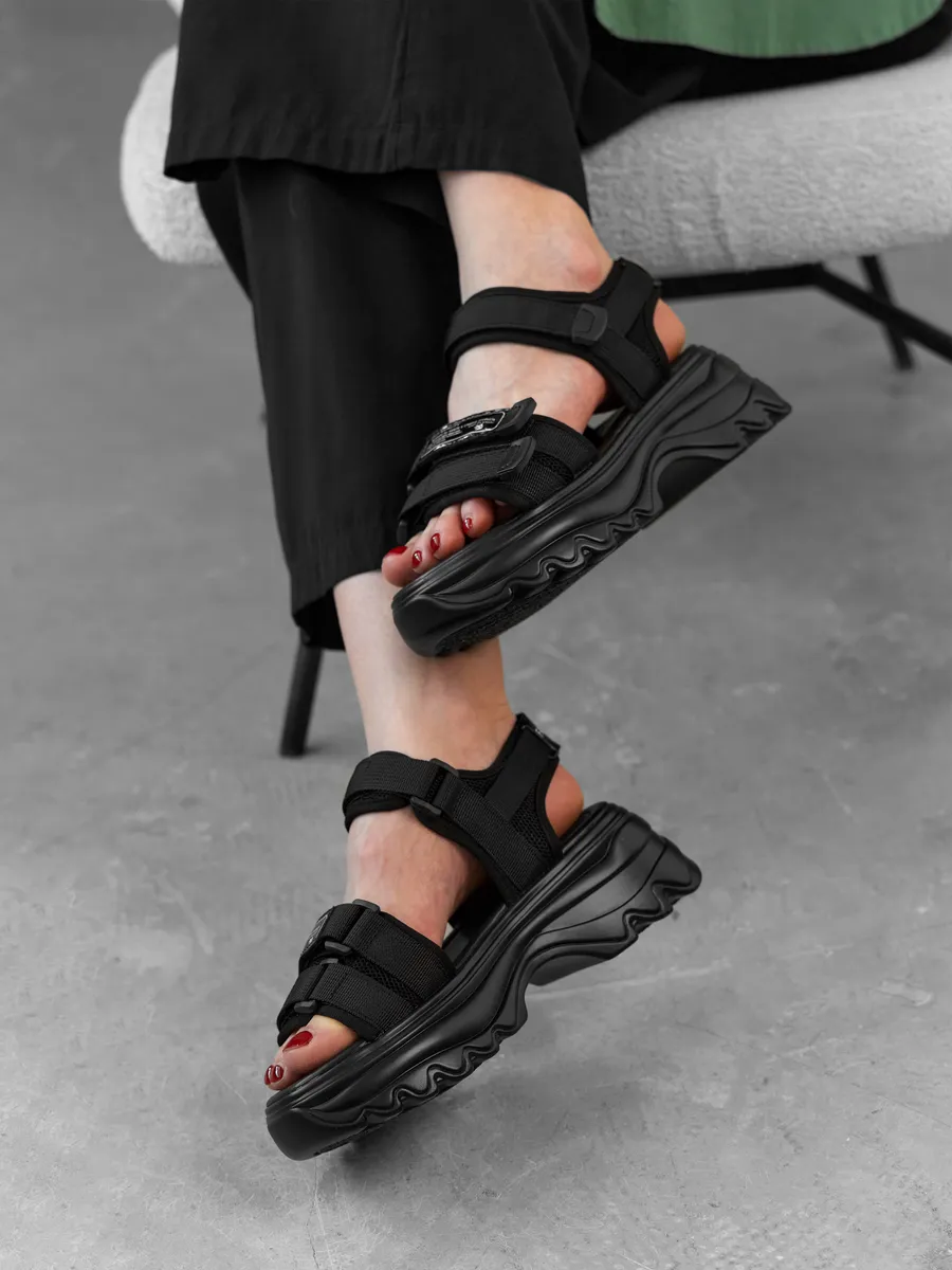 Босоножки женские летние на платформе черные JYM2332-2B