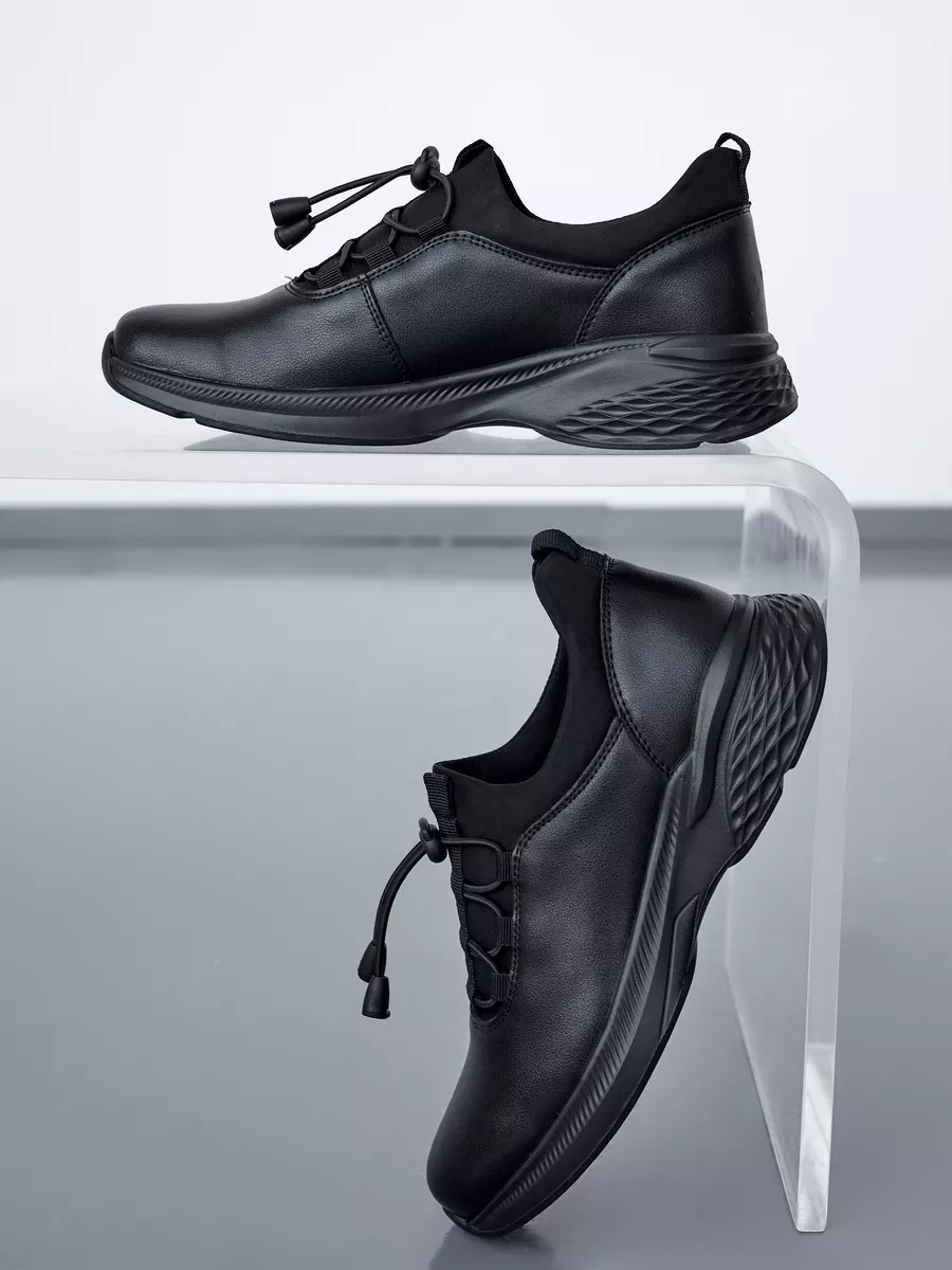 Кроссовки женские черные натуральная кожа демисезонные 42-TZU2-1-101k