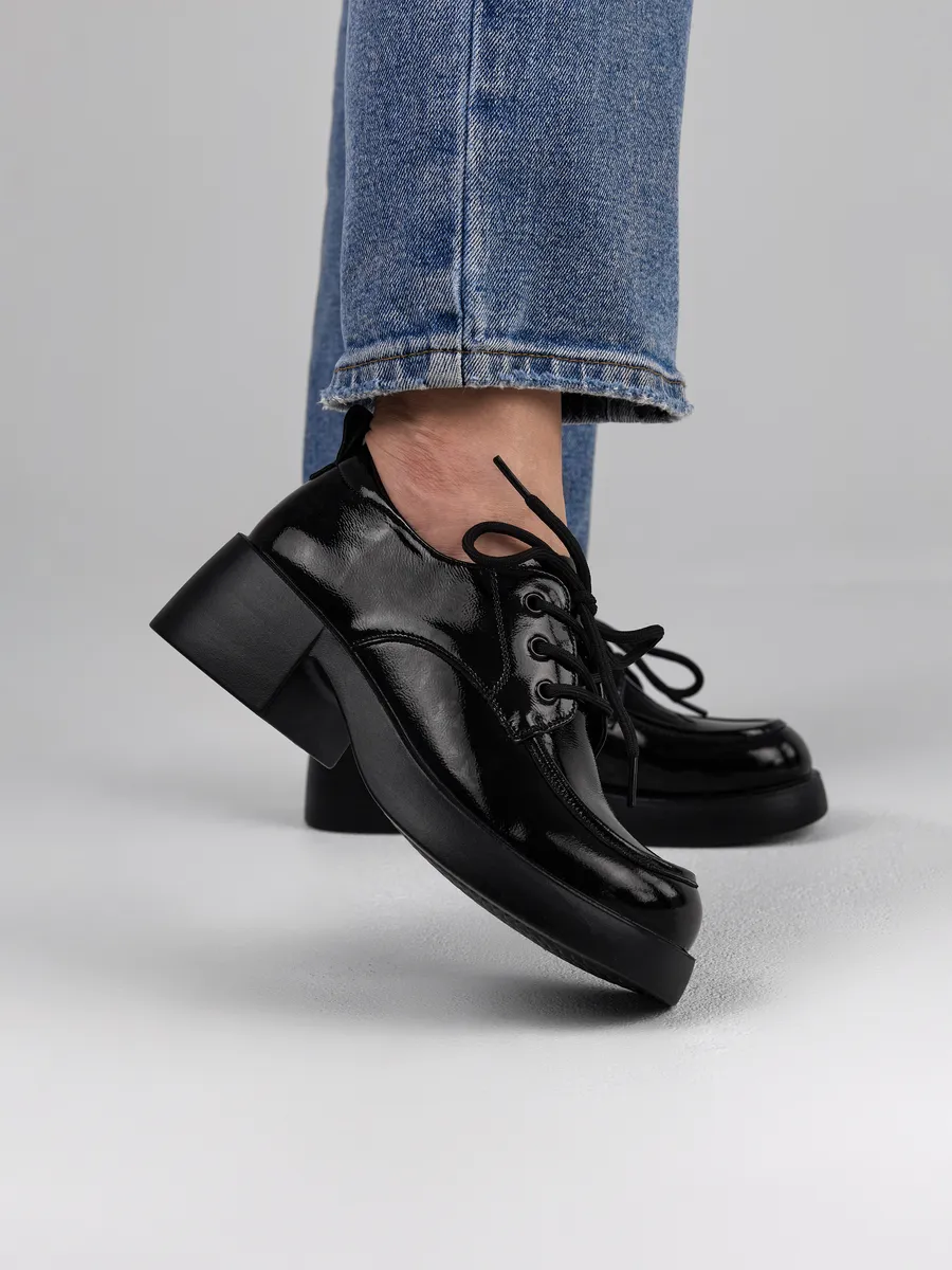 Туфли женские осенние на низком каблуке натуральная кожа 25-TZU9-6-501