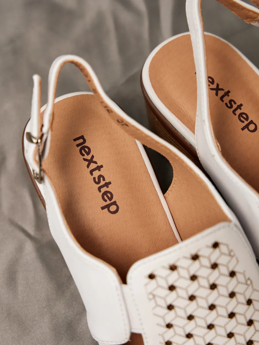 Босоножки женские летние натуральная кожа белые на каблуке 51BKE31-5-112k