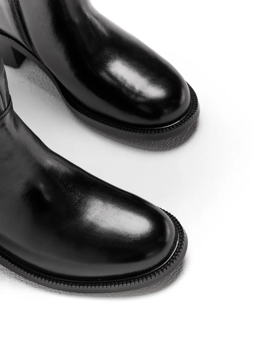 Сапоги женские демисезонные натуральная кожа черные XJ054-01KB-BL