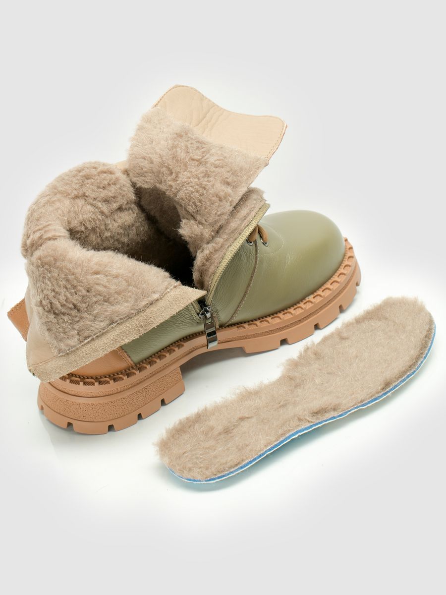 Ботинки зимние кожаные на каблуке AS50726-9