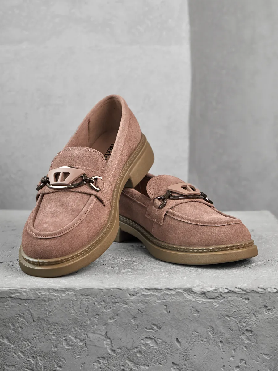 Лоферы женские замшевые натуральные на платформе 51-TZU3-13-210